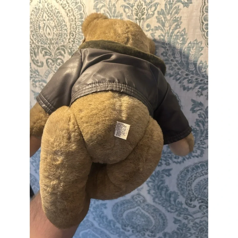 Vintage Bialosky Gund Bear 1982 Save the Bears Leather Bomber Jacket Jointed 18